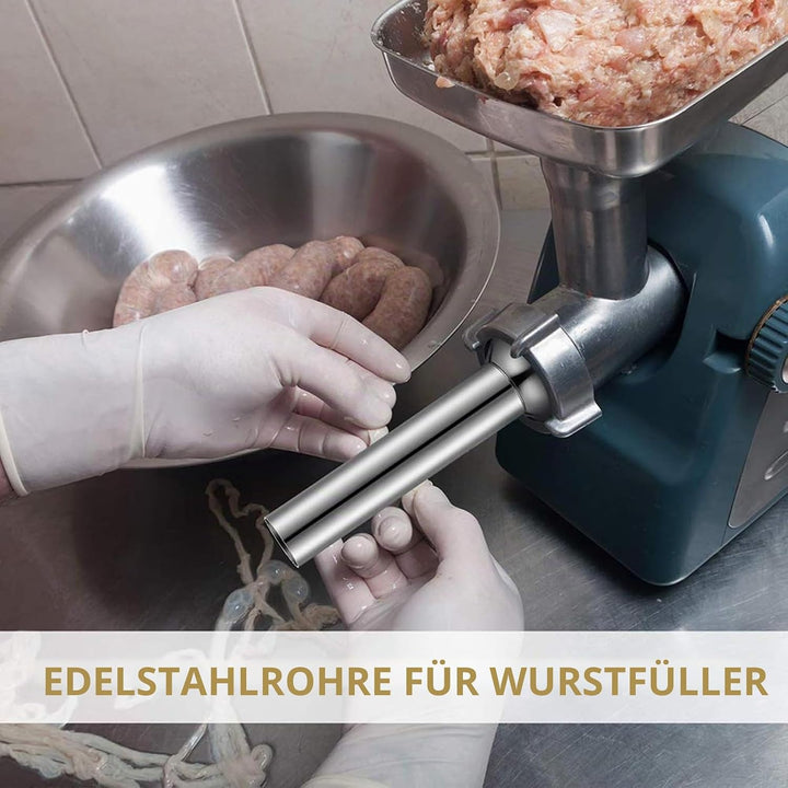 Wurstfüller Edelstahl Rohre, 3 Grössen Wurstfülltrichter Sausage Filler Fleischwolf Befestigung Wurs