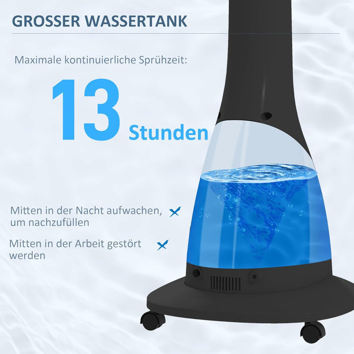 HOMCOM Ventilator mit Wasserkühlung, Standventilator mit Sprühnebel, Fernbedienung, Timerfunktion, o