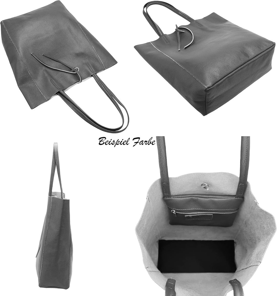 SH Leder ® Damen Echt Rindleder Shopper mit Innentasche in vielen Farben Schultertasche Henkeltasche