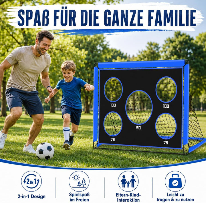 2-in-1 Fussballtor für Kinder | Faltbares Soccer Tor mit 5 Zielscheiben & Tragetasche | Robuster Out