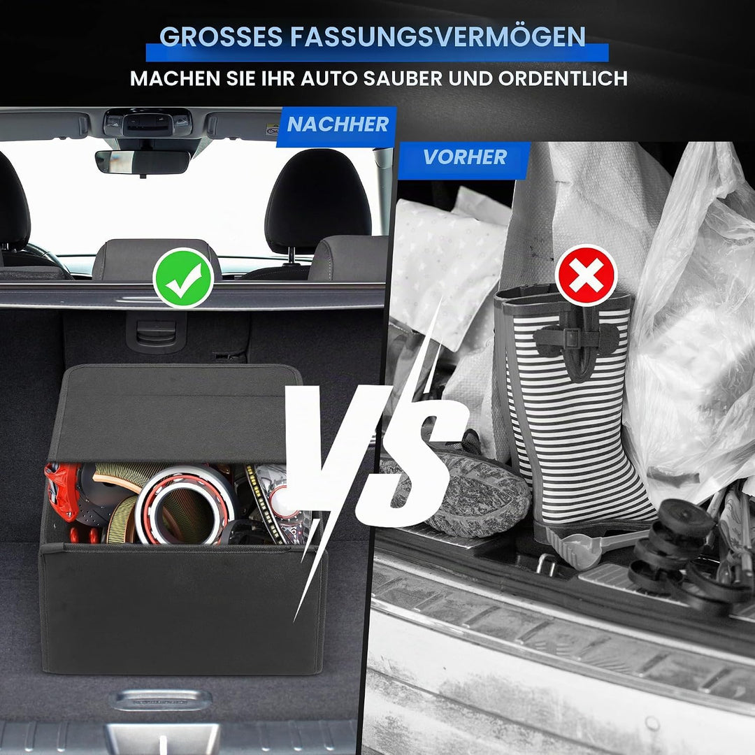 Auto Kofferraum Organizer, 38x31x30cm Auto Tasche Kofferraum mit Deckel, Zusammenklappbarer Kofferra