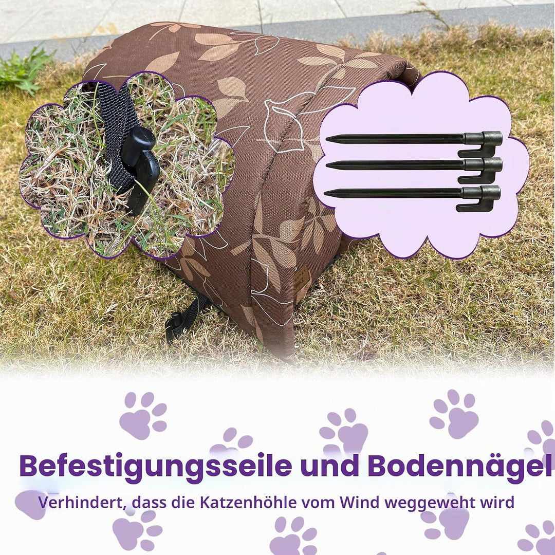 Katzenhaus Für Draussen Winterfest Wasserdicht Und Warm Faltbare Katzenhöhle mit Plüschkissen Weich