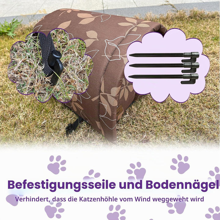 Katzenhaus Für Draussen Winterfest Wasserdicht Und Warm Faltbare Katzenhöhle mit Plüschkissen Weich
