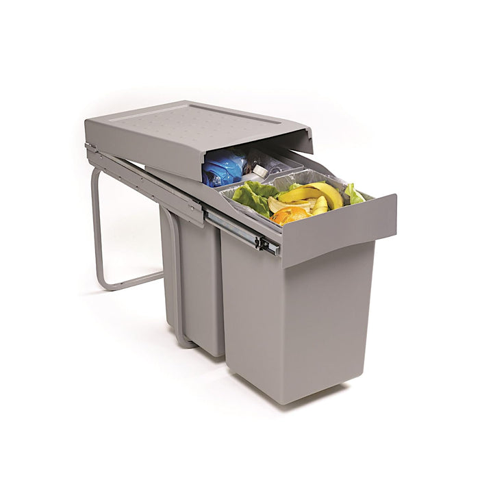 Victory Einbau-Abfallsammler Double-Man Deluxe 28 Liter in Alugrau Vollauszug Mülleimer