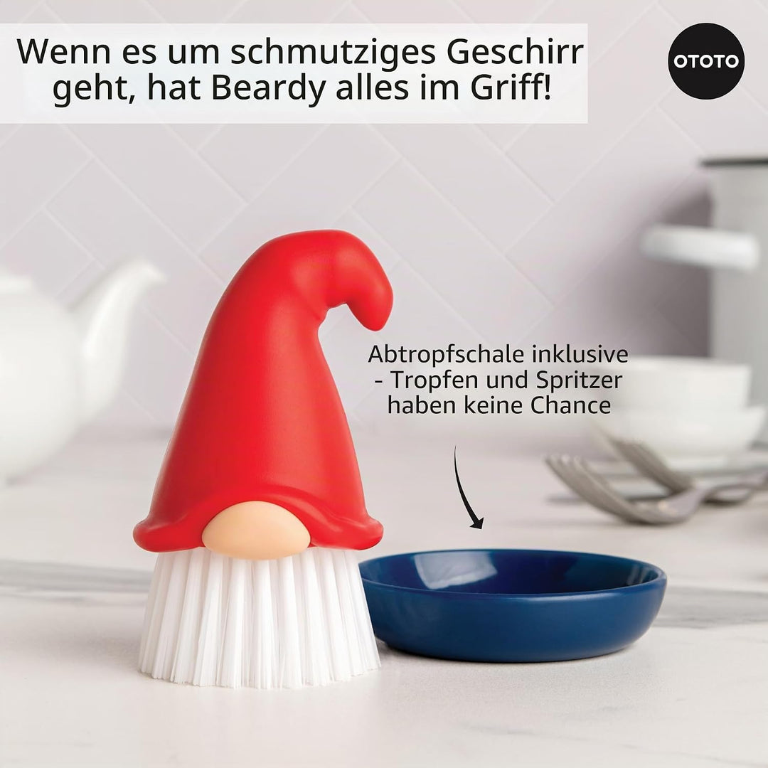 OTOTO Bartiger Zwerg Geschirrbürste – Geschirrscheuerbürste, Zwerge, witzige Geschenke, Geschirrbürs