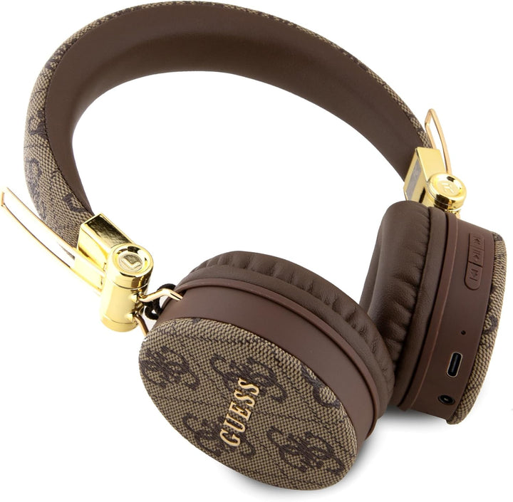 CG Mobile Guess Kabellose Kopfhörer, 4G, PU-Leder, mit Metall-Logo, Braun