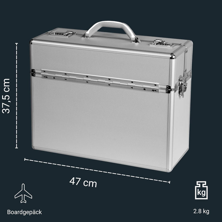 ALUMAXX 45100 Pilotenkoffer ALPHA, Piloten Koffer aus Aluminium, Aktenkoffer Alu, Dokumentenkoffer,