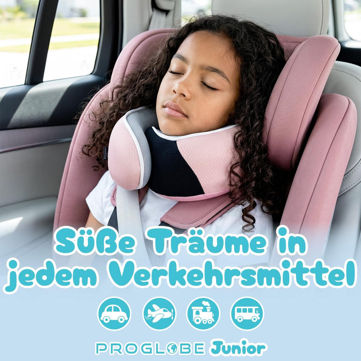 Proglobe Junior Nackenkissen für Kinder - Ergonomisches Reisekissen aus Memory-Schaum für Auto, Flug