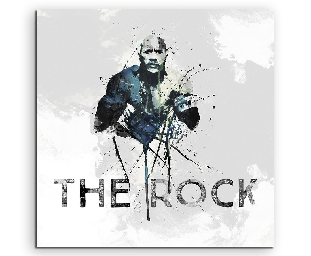 Paul Sinus Art Dwayne Johnson 60x60cm Keilrahmenbild Kunstbild Aquarell Art Wandbild auf Leinwand fe