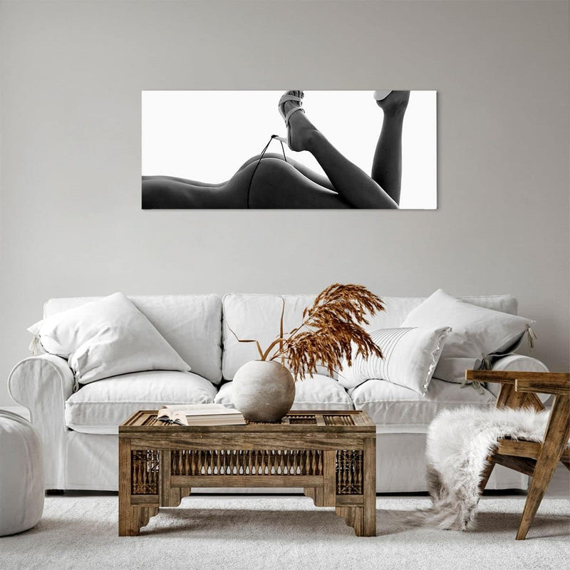 Panorama Bilder auf Leinwand 100x40cm Leinwandbild mit Rahmen Frau Akt Pose Gross Wanddeko Bild Schl