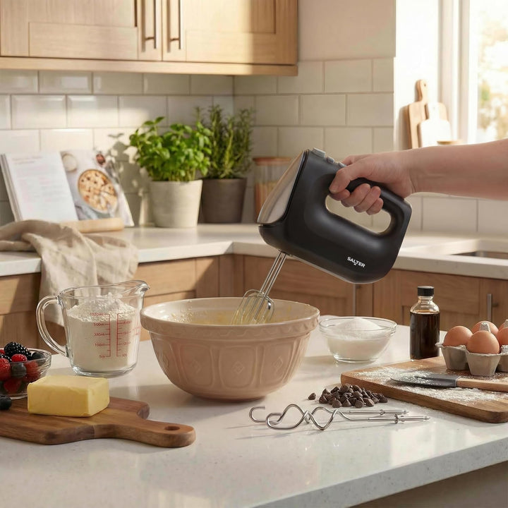 Salter 400W Handmixer – Elektrischer Handrührer zum Backen, 5 Geschwindigkeitsstufen & Turbofunktion