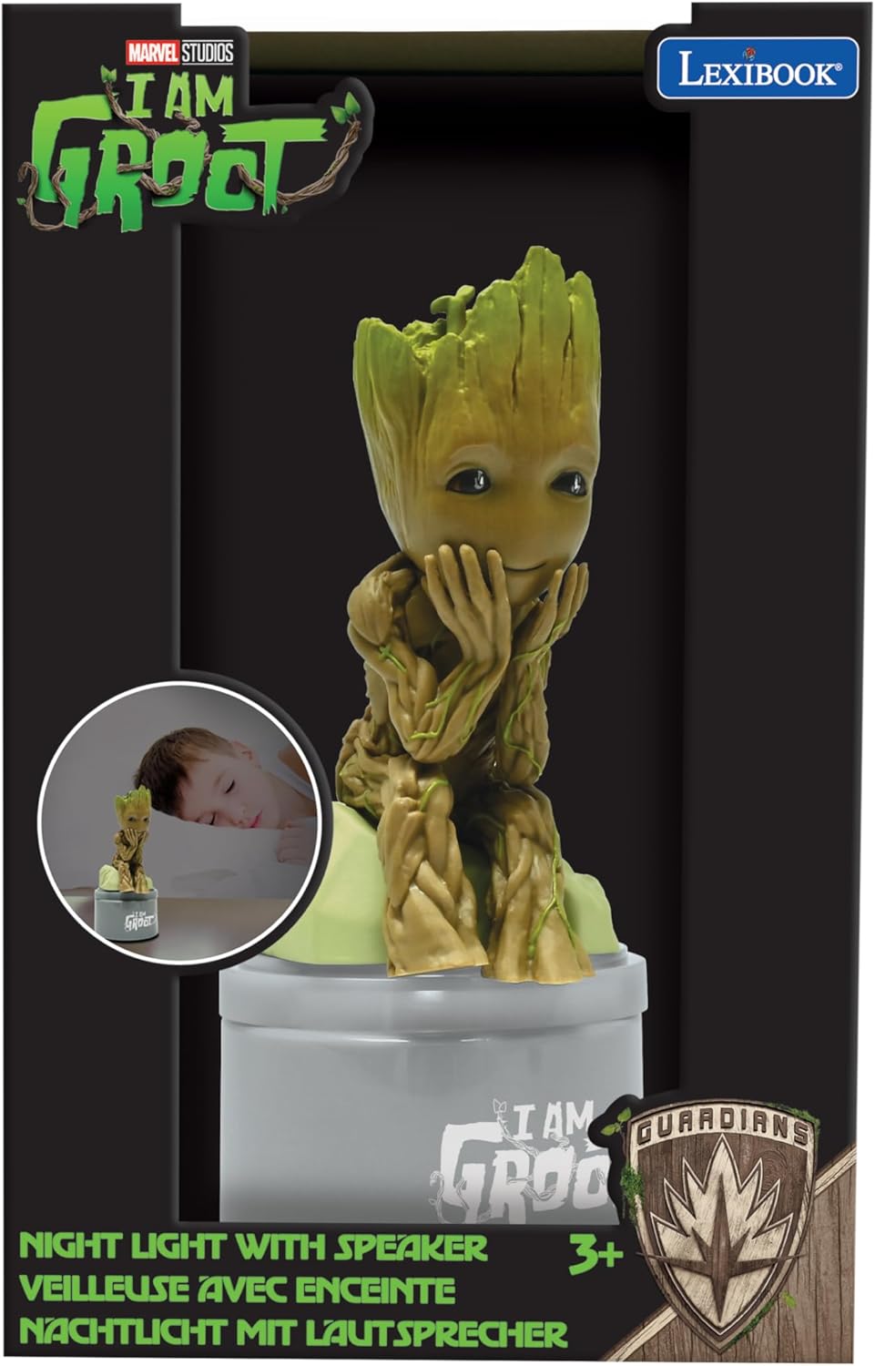 Lexibook, Marvel Guardians of The Galaxy, Groot Nachtlicht mit Lautsprecher für Kinderzimmer, weiche