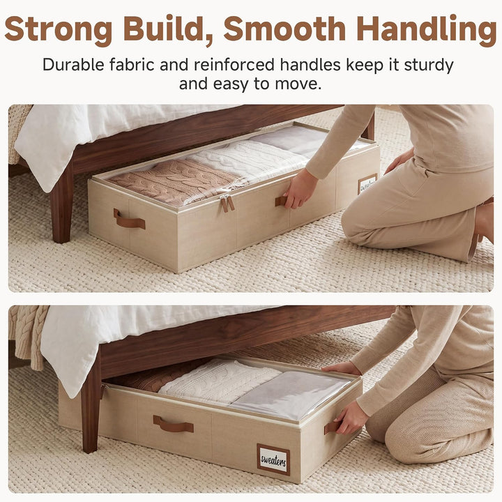 StorageWorks Unterbett Aufbewahrung, grosse Unterbett Aufbewahrungsbox mit Deckel Stoff, faltbare Un