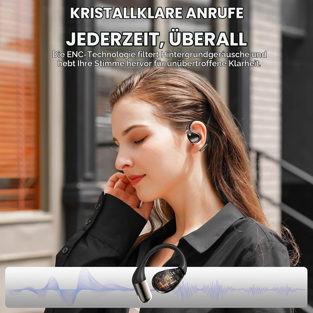Open Ear Kopfhörer Bluetooth 6.0, 2026 Kopfhörer Kabellos Bluetooth HiFi Stereo mit HD Mic, 40H Spie