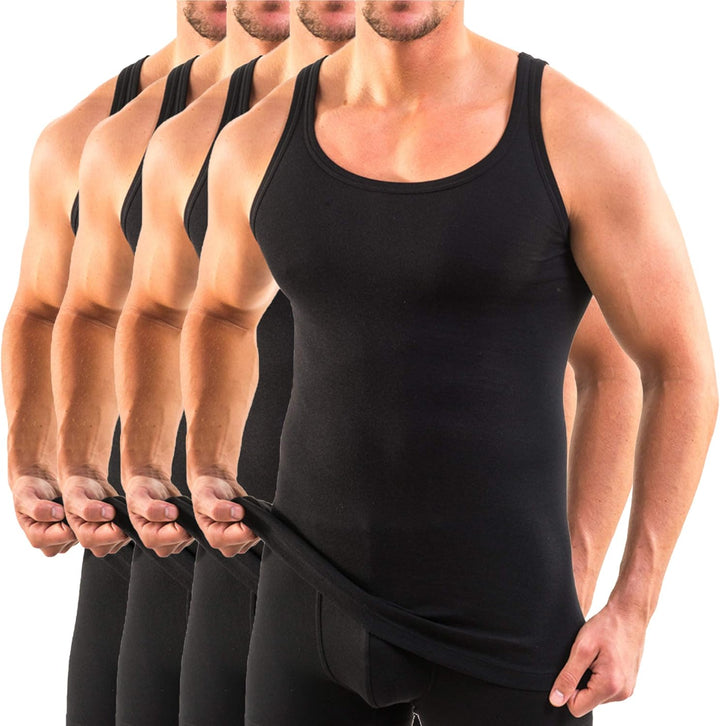 HERMKO 3000 4er Pack Herren Tank Top (Weitere Farben) Bio-Baumwolle M Schwarz, M Schwarz