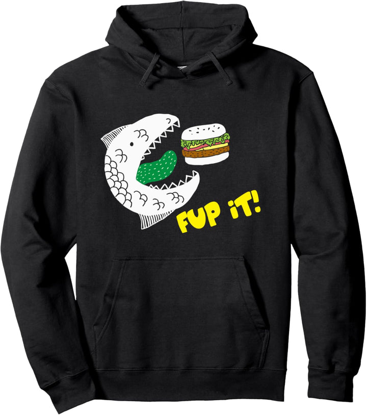 Fup It Cheeseburger Monster Cartoon Pullover Hoodie