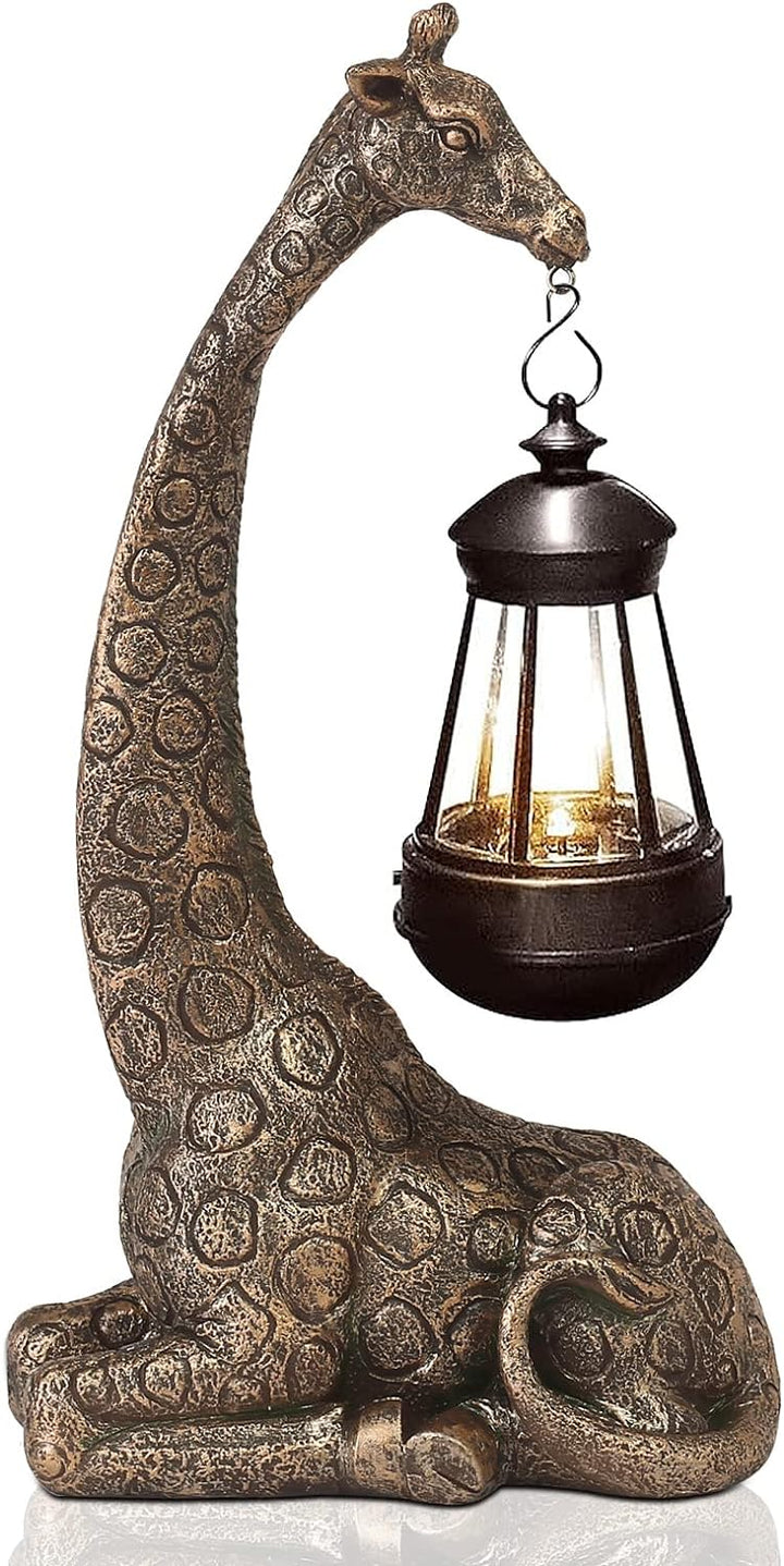 Yeomoo Giraffe Gartendeko mit Solarlampe - Giraffen Gartenfiguren Deko für Draussen mit Wetterfest L