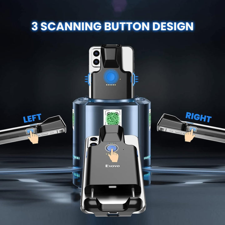 Eyoyo 2D Backclip Bluetooth Barcode Scanner, Barcodeleser für Handy mit Backclip, QR 1D Wireless Cod