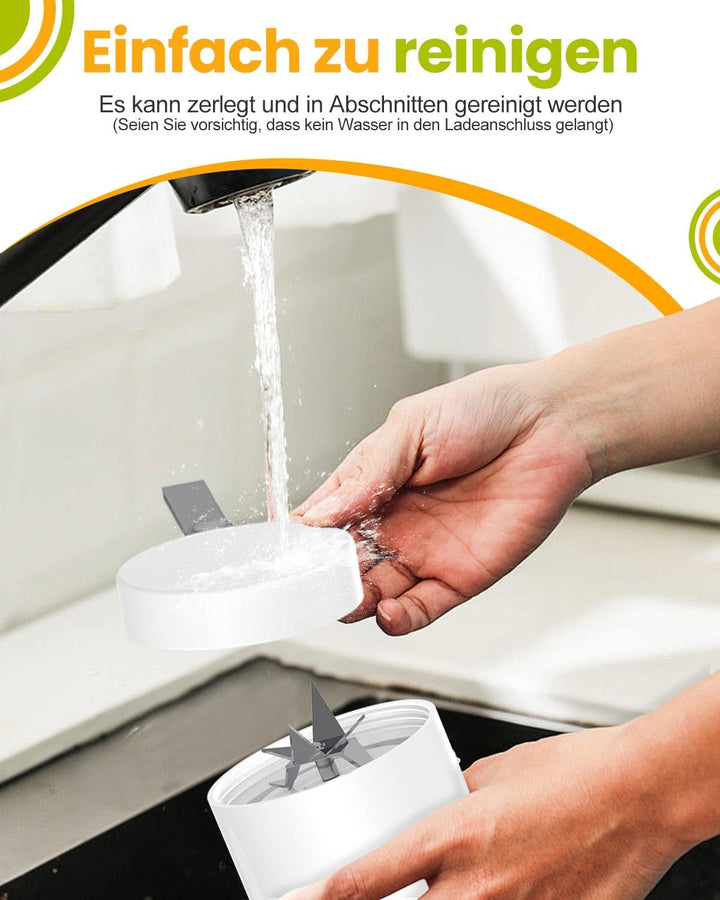 Tragbarer Mixer für Smoothies und Shakes, 450ml Mini Standmixer mit 6 Ultrascharfen Klingen, Mini Sm