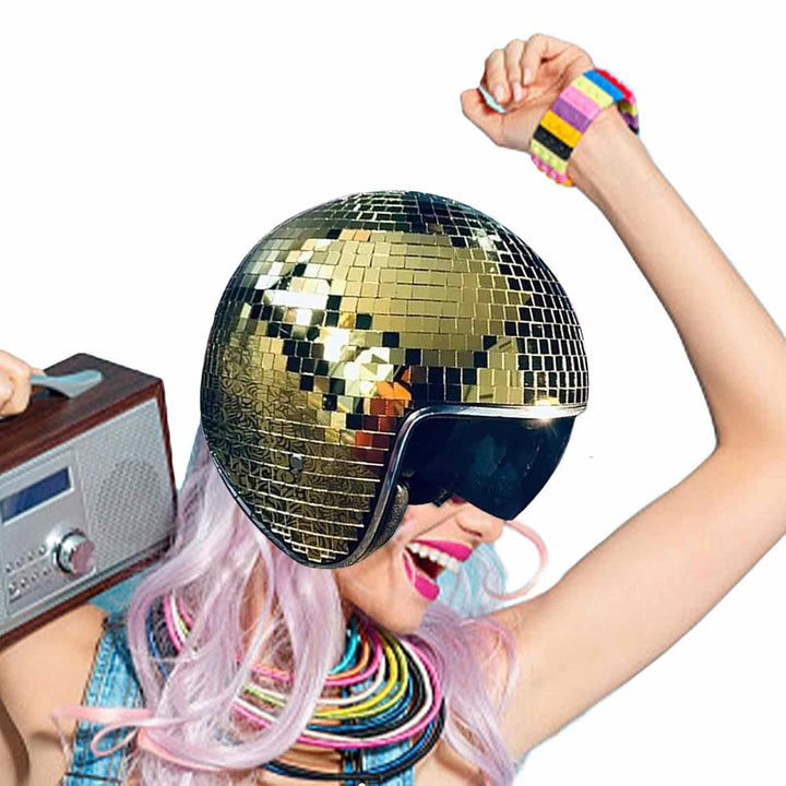 Discokugel-Hüte Disco-Helm, Klassische Disco-Kappe Mit Einziehbarem Sonnenschutz - DiscoKugel Spiege