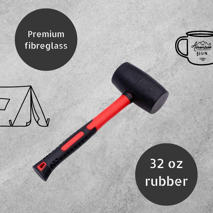 Toolzone Gummihammer, 907 g, Rot und Schwarz, Fiberglasgriff