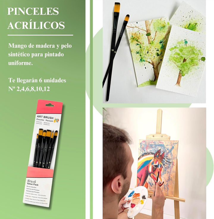 Professionelles Acryl-Staffelei inkl. Pinsel, Staffelei für grosse und kleine Leinwände, zusammenkla
