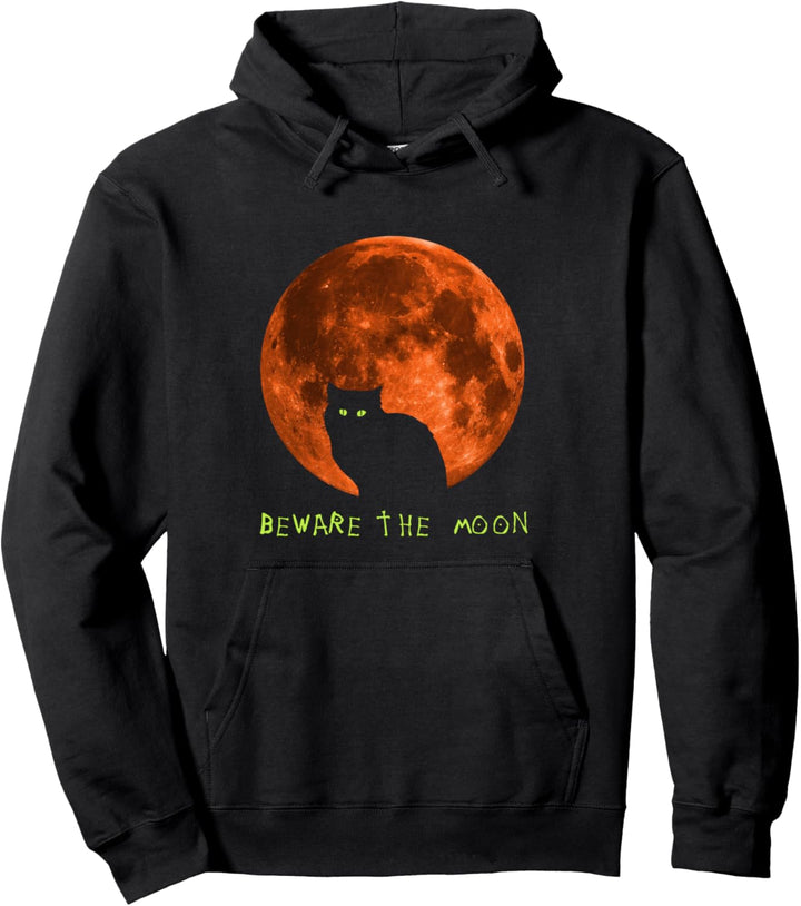 Black Cat | Beware The Moon | Halloween Pullover Hoodie