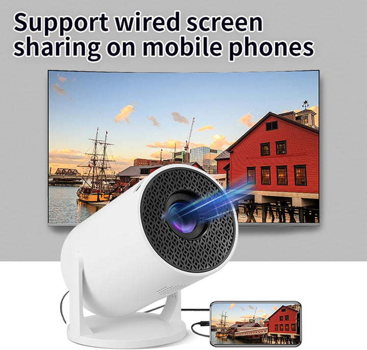 Smart Beamer, Full HD 1080P Heimkino-Videoprojektor, 270° Verstellbarer Tragbarer Filmprojektor mit
