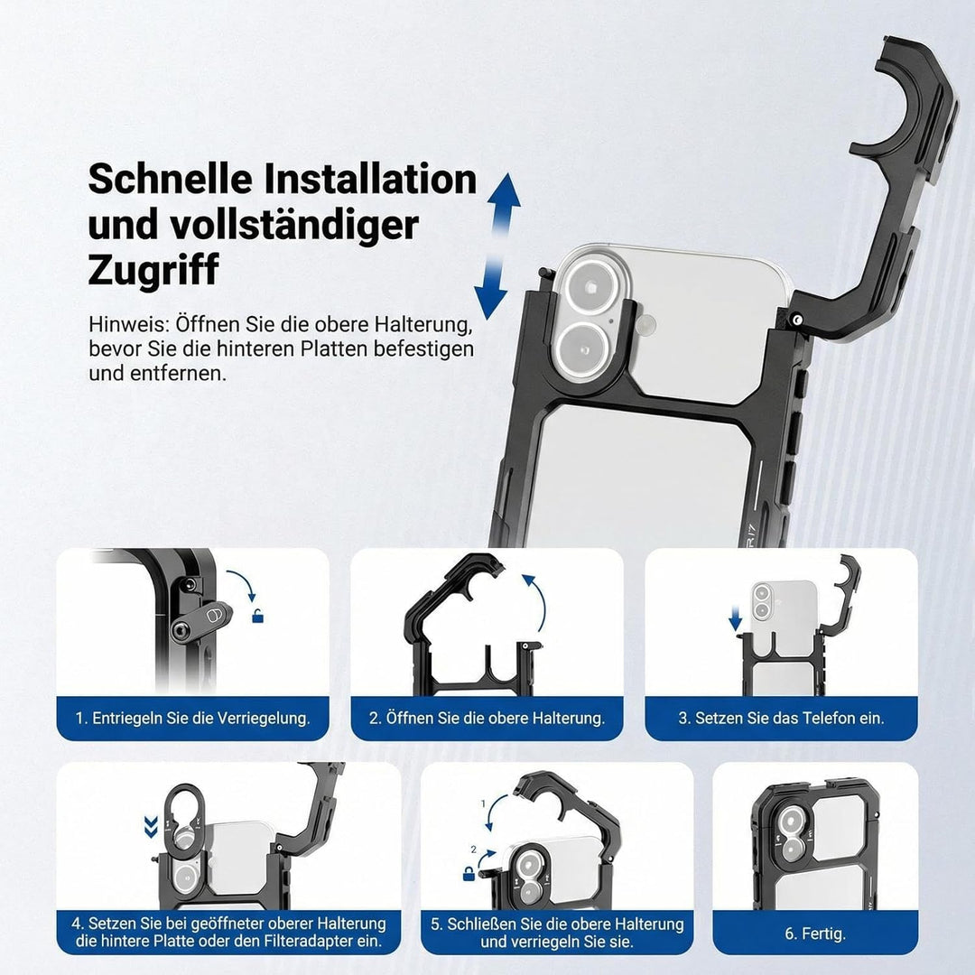 NEEWER Phone Käfig Cage Schnellwechsel Video Rig Handy Stabilisator kompatibel mit iPhone 17, mit 67