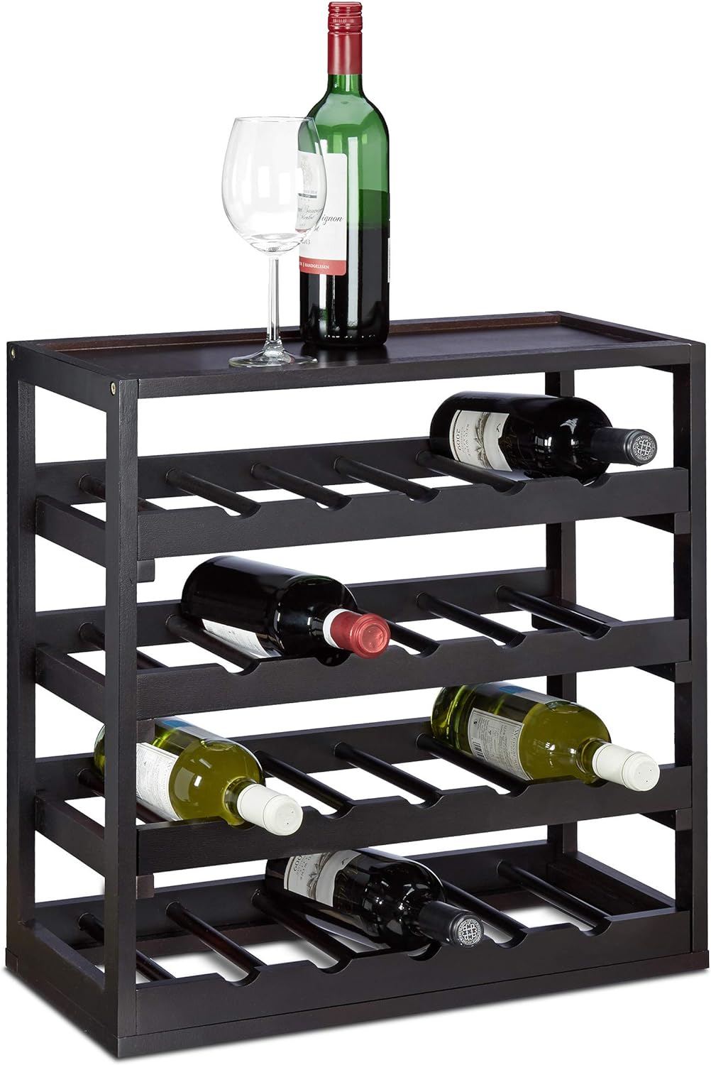 Relaxdays Weinregal aus Holz H x B x T: ca. 52 x 52 x 25 cm robustes Flaschenregal für Wein Weinflas