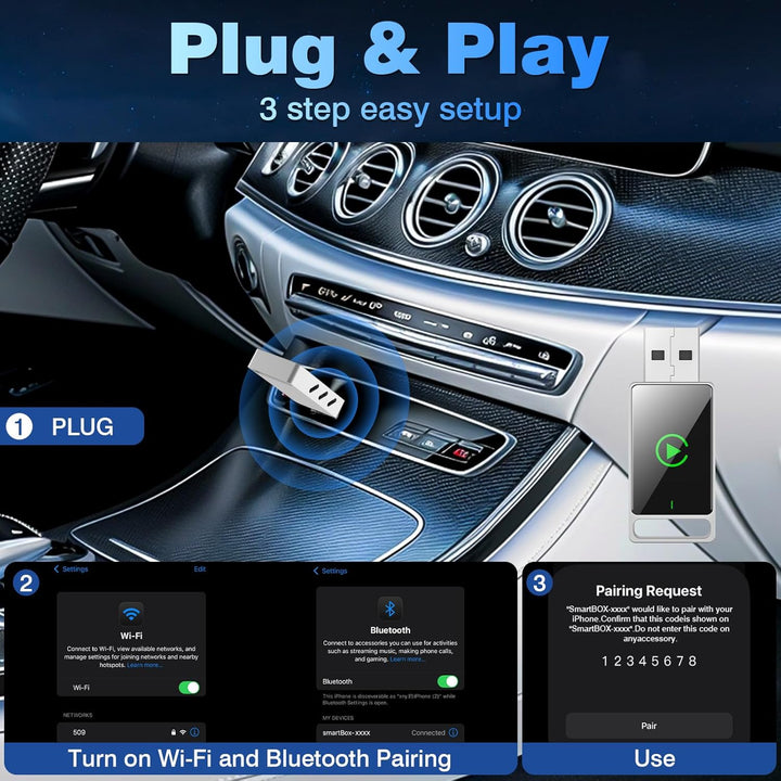 Wireless Carplay Adapter, 2 in 1 Android Auto&Carplay Wireless Adapter, Upgrade von Wired CarPlay au