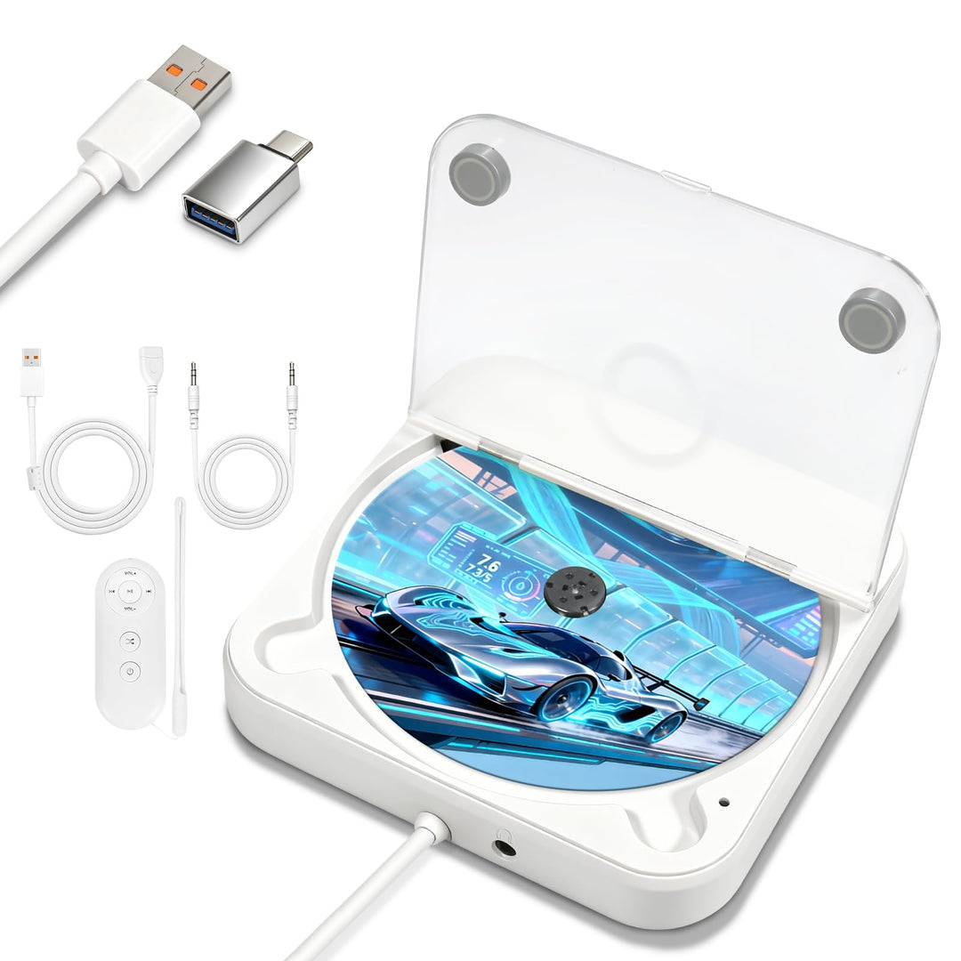 CD Player für Auto,Extern Universal Auto CD Player mit USB-Anschluss, AUX-Anschluss, Extra Controlle