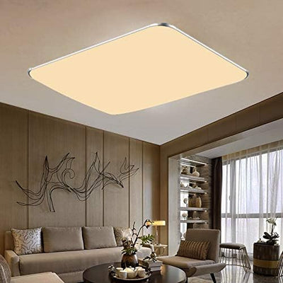 LZQ 48W LED Deckenleuchte Ultraslim Deckenlampe Fernbedienung und Licht Silber Schlafzimmer Flur Woh