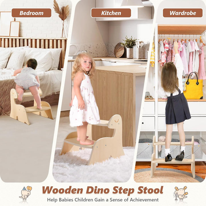 Promise Babe Lernturm Montessori Holz Tritthocker Für Kinder,Gegen Wand Schrank Dinosaur Baby Tritth