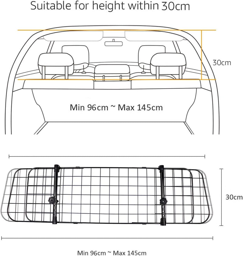 Nobleza - Autoschutzbügel für Hunde,Universal ausziehbarer Hund Hund Auto Separator Auto Barriere Si