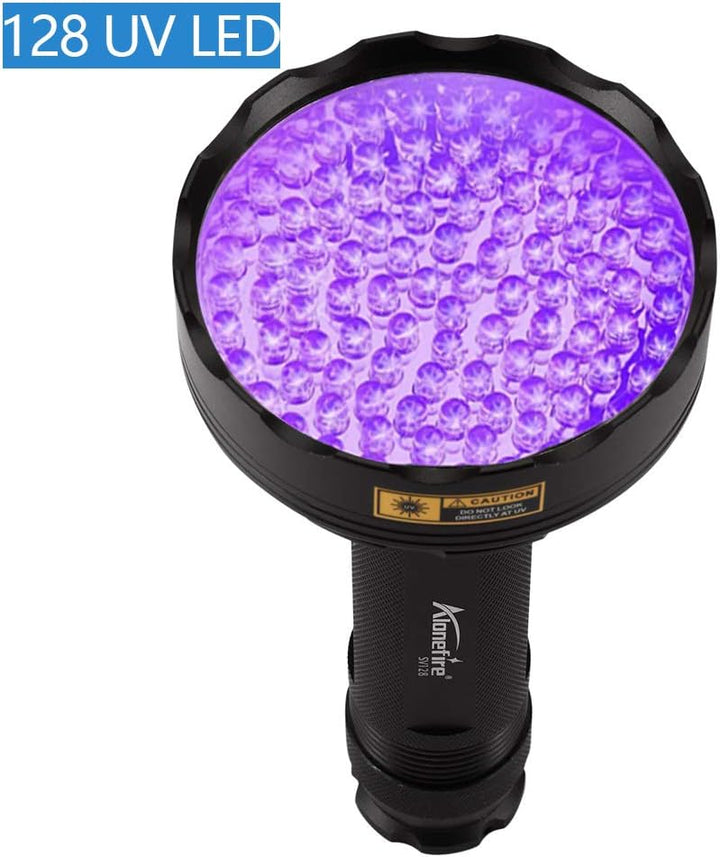 Alonefire SV128 395nm UV Taschenlampe 128 LED Schwarzlicht Taschenlampe für Skorpion, Haustier Urin