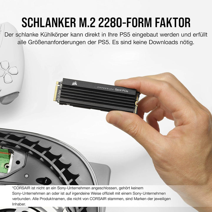 Corsair MP600 PRO LPX M.2 NVMe PCIe x4 Gen4 SSD, 1 TB, optimiert für PS5 Black, 1 Stück 1 TB Schwarz