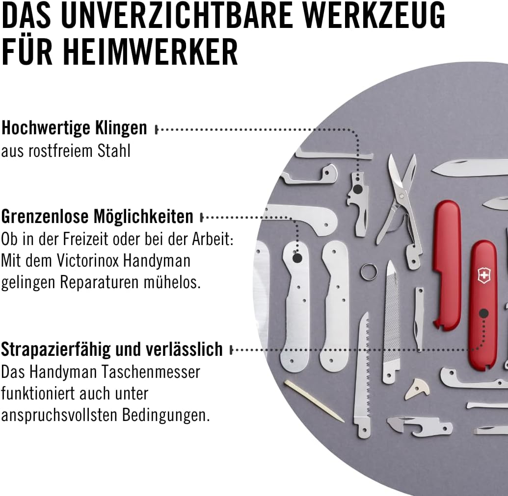 Victorinox Schweizer Taschenmesser Handyman, Swiss Army Knife, Multitool, 24 Funktionen, Klinge, Kor