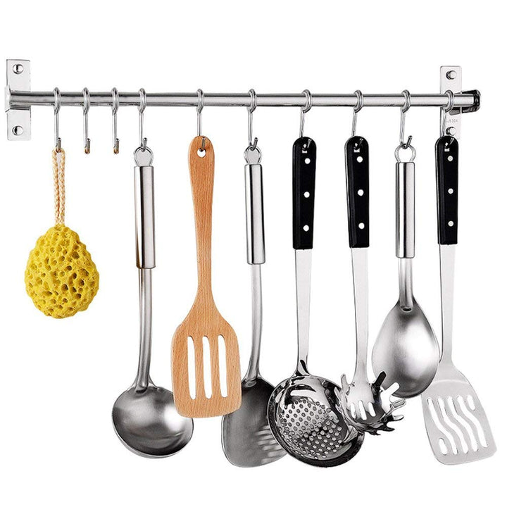 Wandmontierte Schiene Rack Wandhaken Metall Haken Edelstahl Kleiderbügel mit Schiebehaken Utensil Ha