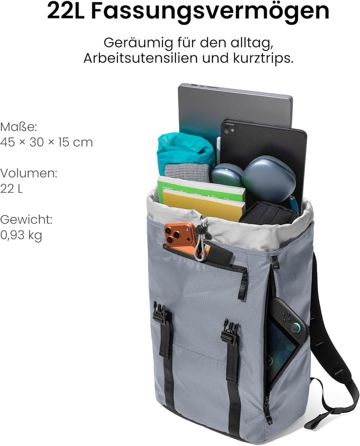 tomtoc Laptop Rucksack, 22L Vintage Tagesrucksack für 13-16 Zoll Laptops, Leicht & Wasserabweisend,