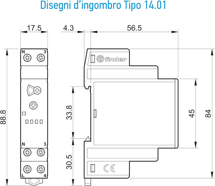 Finder 140182300000PAS Multifunktions-Schaltuhr / Stromstossschalter, 230 V, 1 Schliesskontakt, 16 A