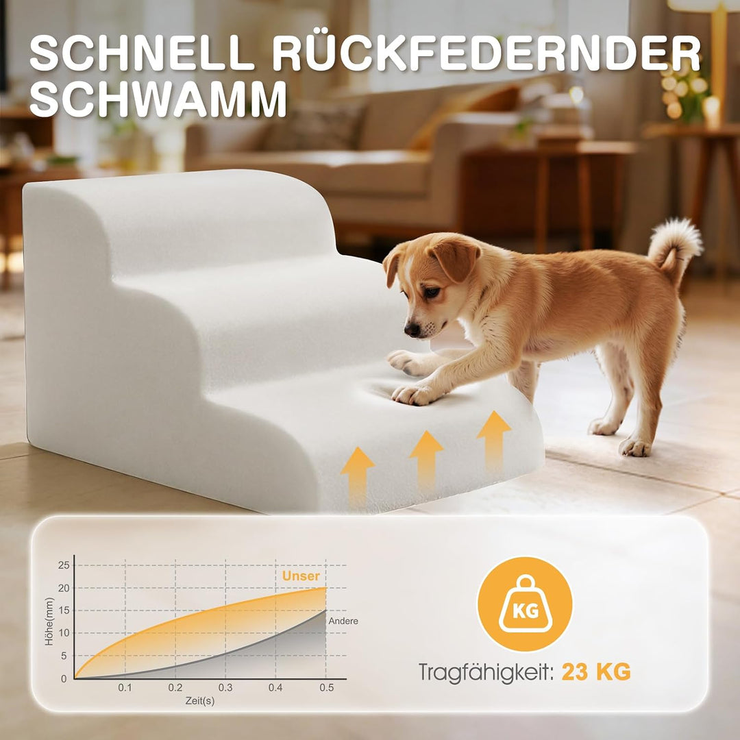 Zvonema Hundetreppe für Kleine Hunde, Hundetreppe 3 Stufen, Waschbarer Haustiertreppe aus Hochdichte