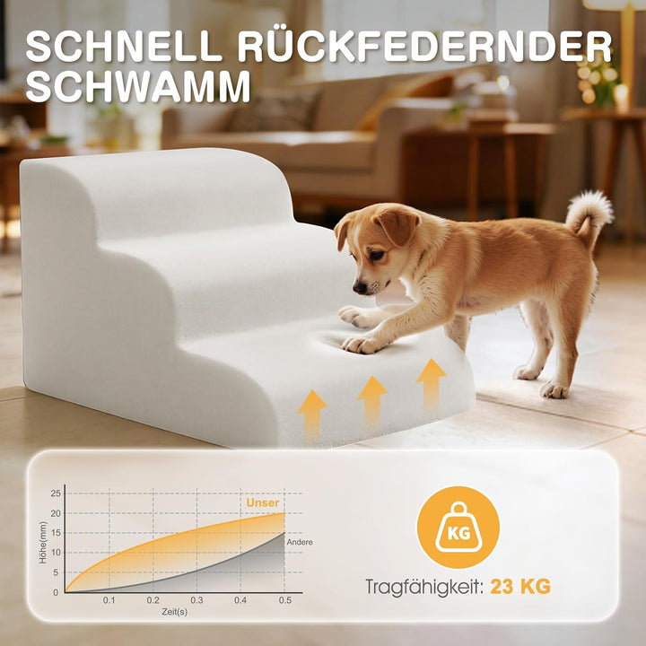 Zvonema Hundetreppe für Kleine Hunde, Hundetreppe 3 Stufen, Waschbarer Haustiertreppe aus Hochdichte