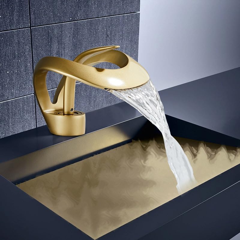 Wasserfall-Badezimmer-Wasserhahn, 1 Loch, Einhandgriff, moderner Badezimmer-Wasserhahn, gemischtes k