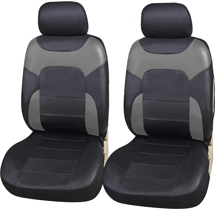 Upgrade4cars Sitzbezüge Auto Vordersitze Kunst-Leder Schonbezüge Set Universal Schwarz Grau | Auto-Z