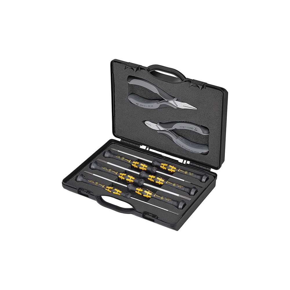 Knipex Elektronikzangen-Set mit Werkzeugen für Arbeiten an elektronischen Bauteilen 00 20 18 ESD