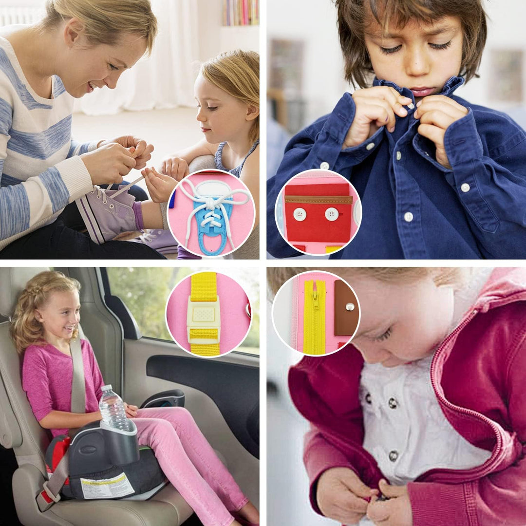 Activity Board Montessori Spielzeug, Busy Board für Kinder, Schuhe Binden Lernen Kleinkinder Motorik