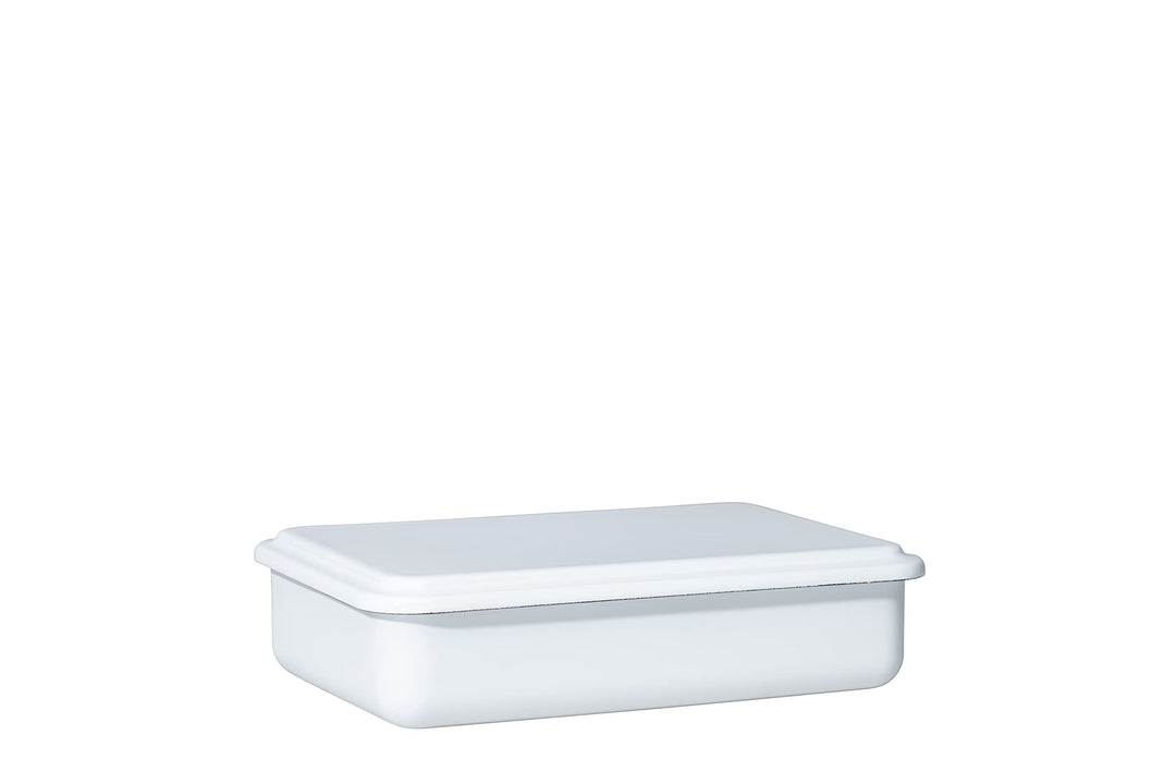 Riess, 0416-033, Vorratsbehälter mit Deckel, 23x15x5cm, Emaille, Design SERVE + STORE, WEISS, Gewich