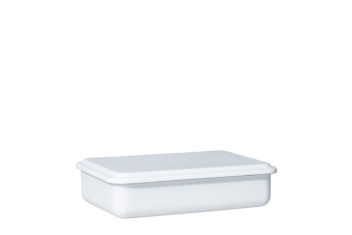 Riess, 0416-033, Vorratsbehälter mit Deckel, 23x15x5cm, Emaille, Design SERVE + STORE, WEISS, Gewich