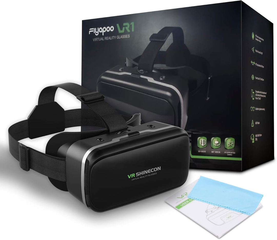 FIYAPOO VR Brille 3D Virtual Reality Brille für realistische Spiele & Filme Leicht und bequem, kompa